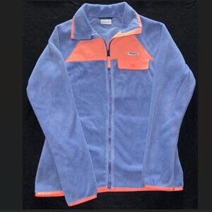 Columbia Women’s Extra Small Fleece Full Zip Sweater Jacket Purple Orange Coat